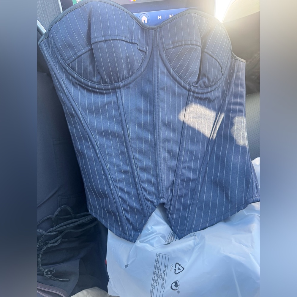 Navy pinstripe Corset Top
